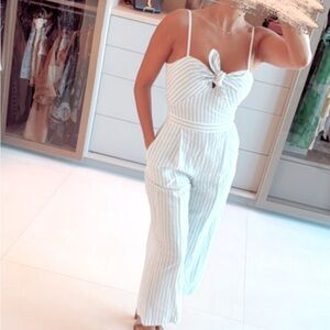 White Striped Women's Jumpsuit